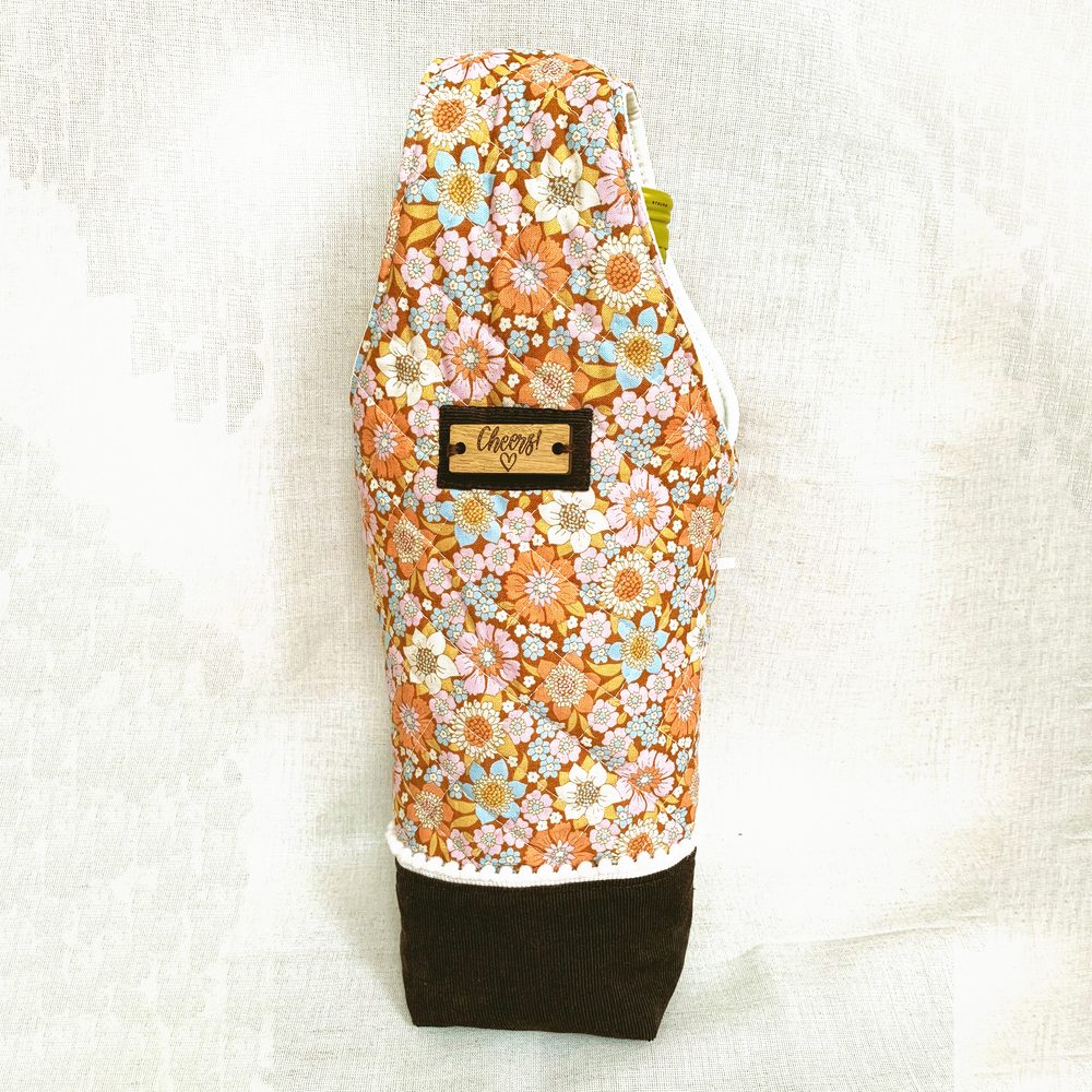 Retro Floral Quilted Bottle Bag